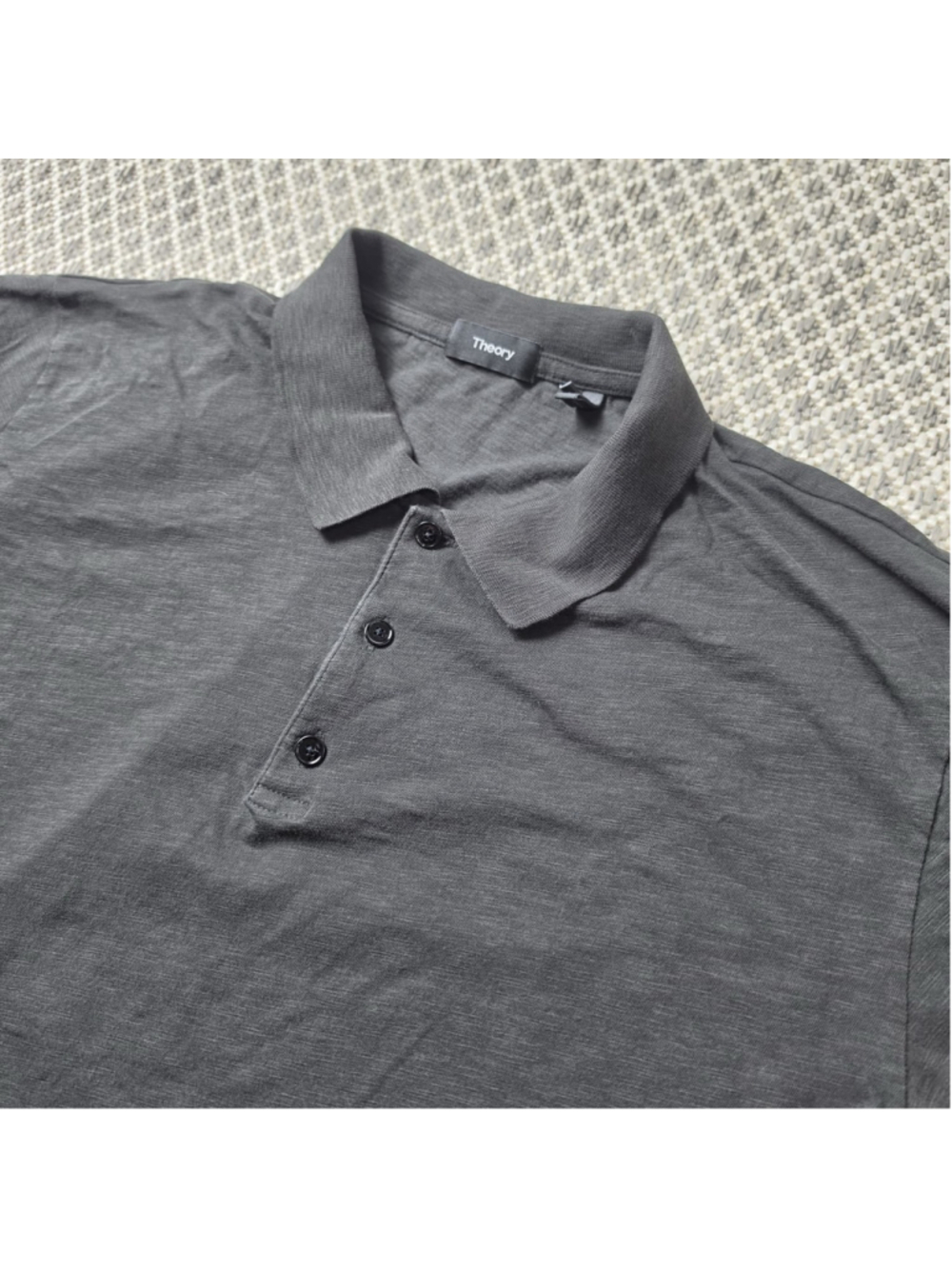 Theory Mens XL Gray Short Sleeve Polo Shirt Lightweight Minimalist